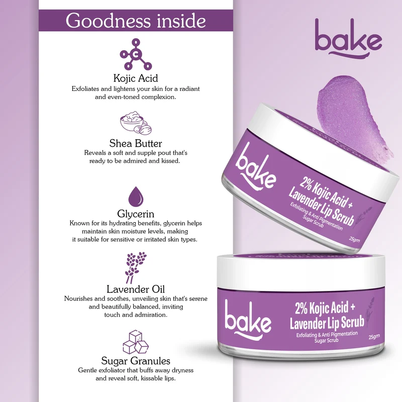 2% Kojic Acid Lavender Lip Scrub - Image 6