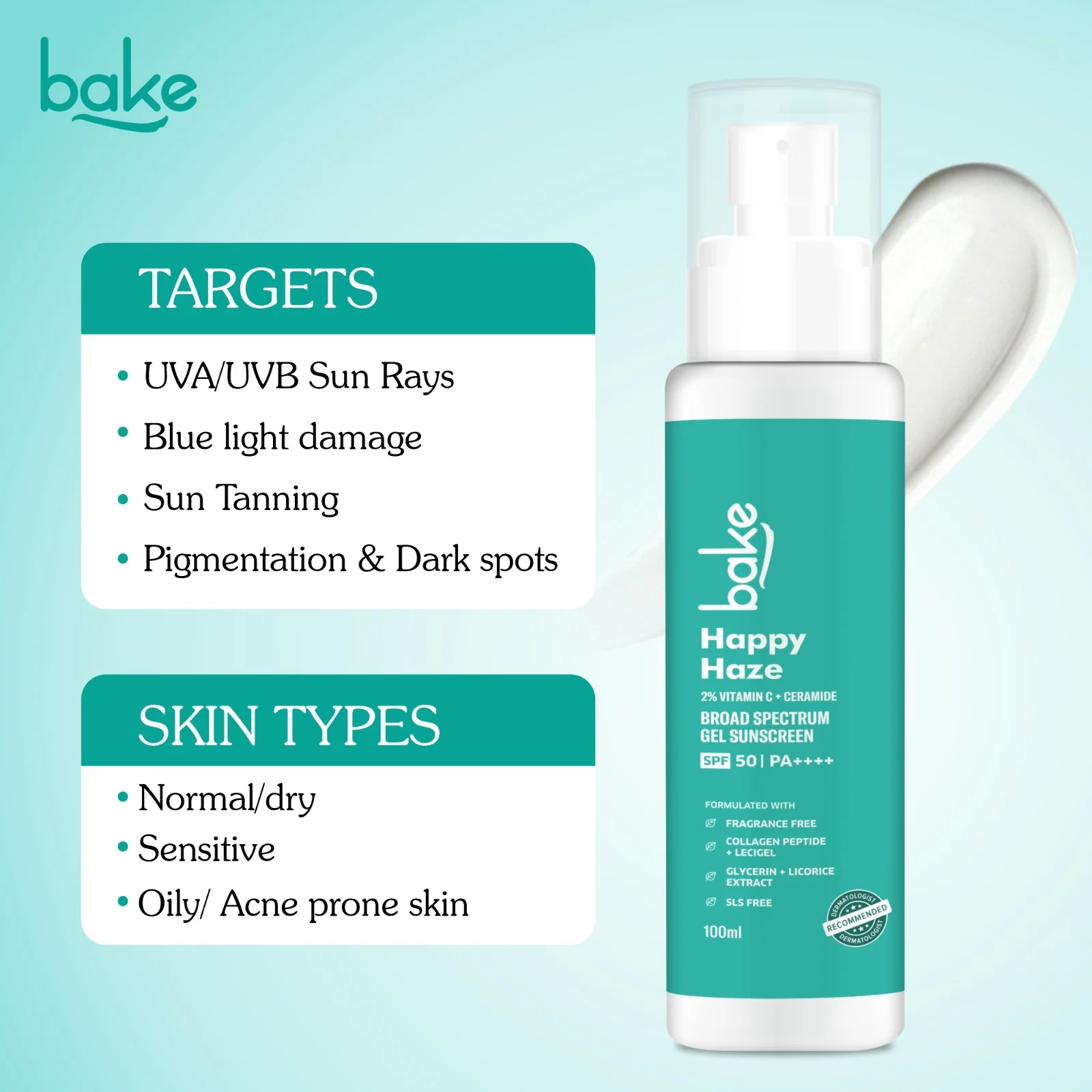 Happy Haze 100% Mineral Water Resistant Sunscreen SPF 50 PA++++ with 2% Vitamin C, Ceramide - Image 3