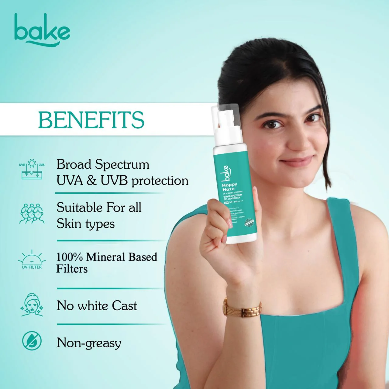 Happy Haze 100% Mineral Water Resistant Sunscreen SPF 50 PA++++ with 2% Vitamin C, Ceramide - Image 6